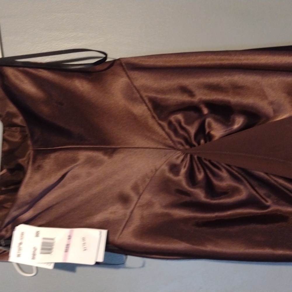 Betsy & Adam Brown Halter Prom Dress - Picture 7 of 14